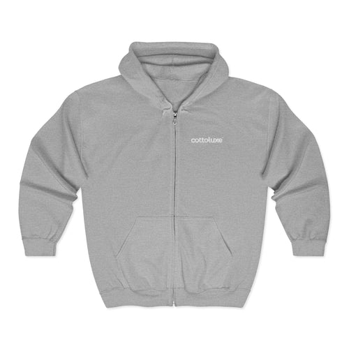 COTTOLUXE Full-Zip Chest Logo Hoodie
