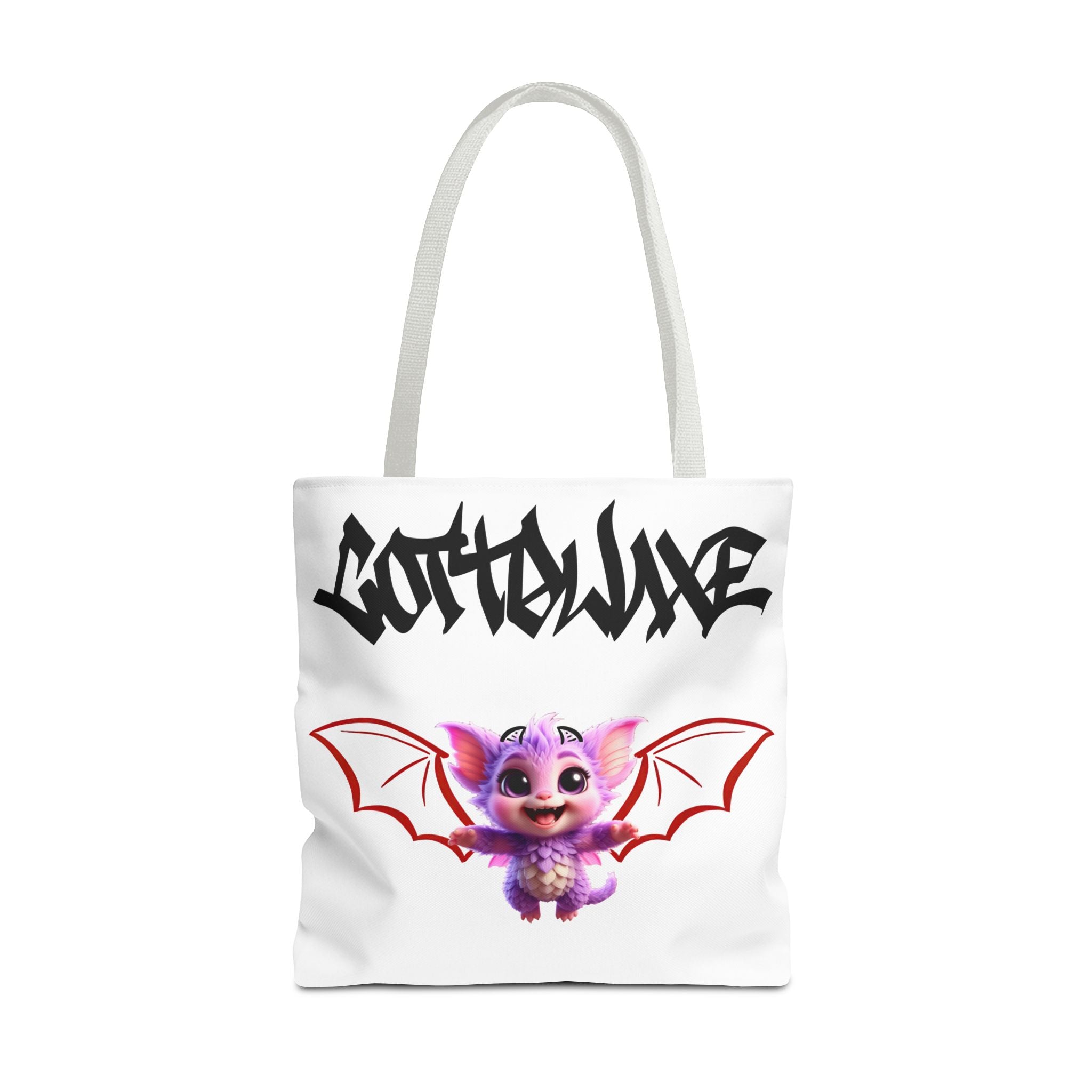Cute Purple Bat Baby Tote Bag, Cute Green Dragon Tote Bag, logo "COTTOLUXE"