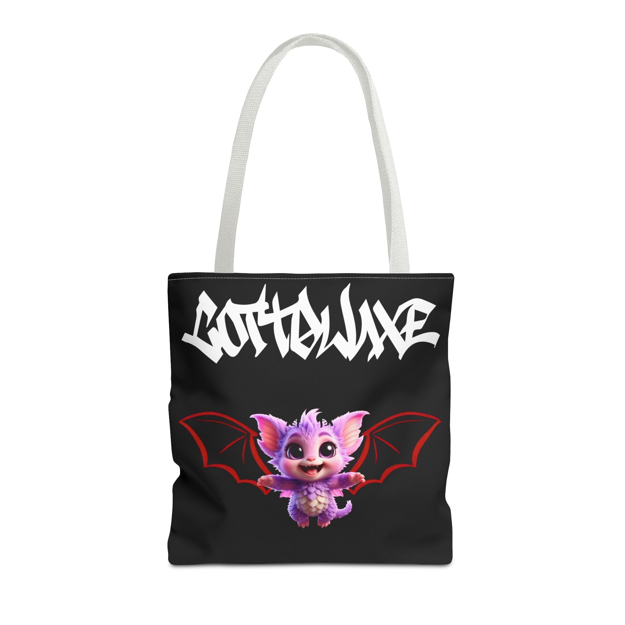 Cute Purple Bat Baby Tote Bag, Cute Green Dragon Tote Bag, logo "COTTOLUXE"