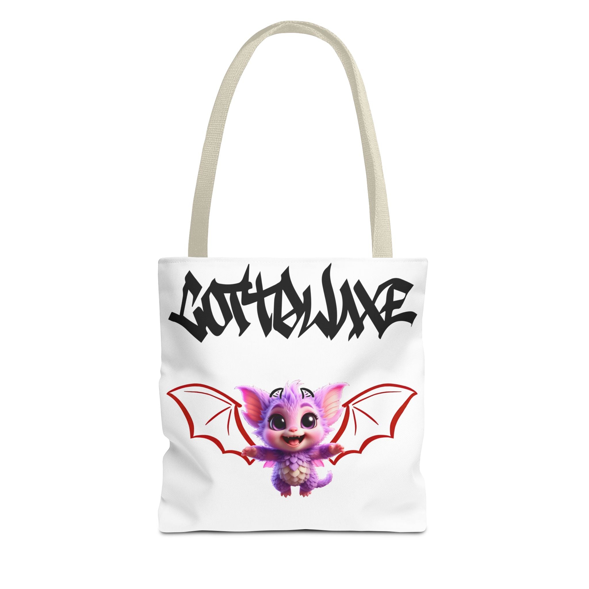 Cute Purple Bat Baby Tote Bag, Cute Green Dragon Tote Bag, logo "COTTOLUXE"