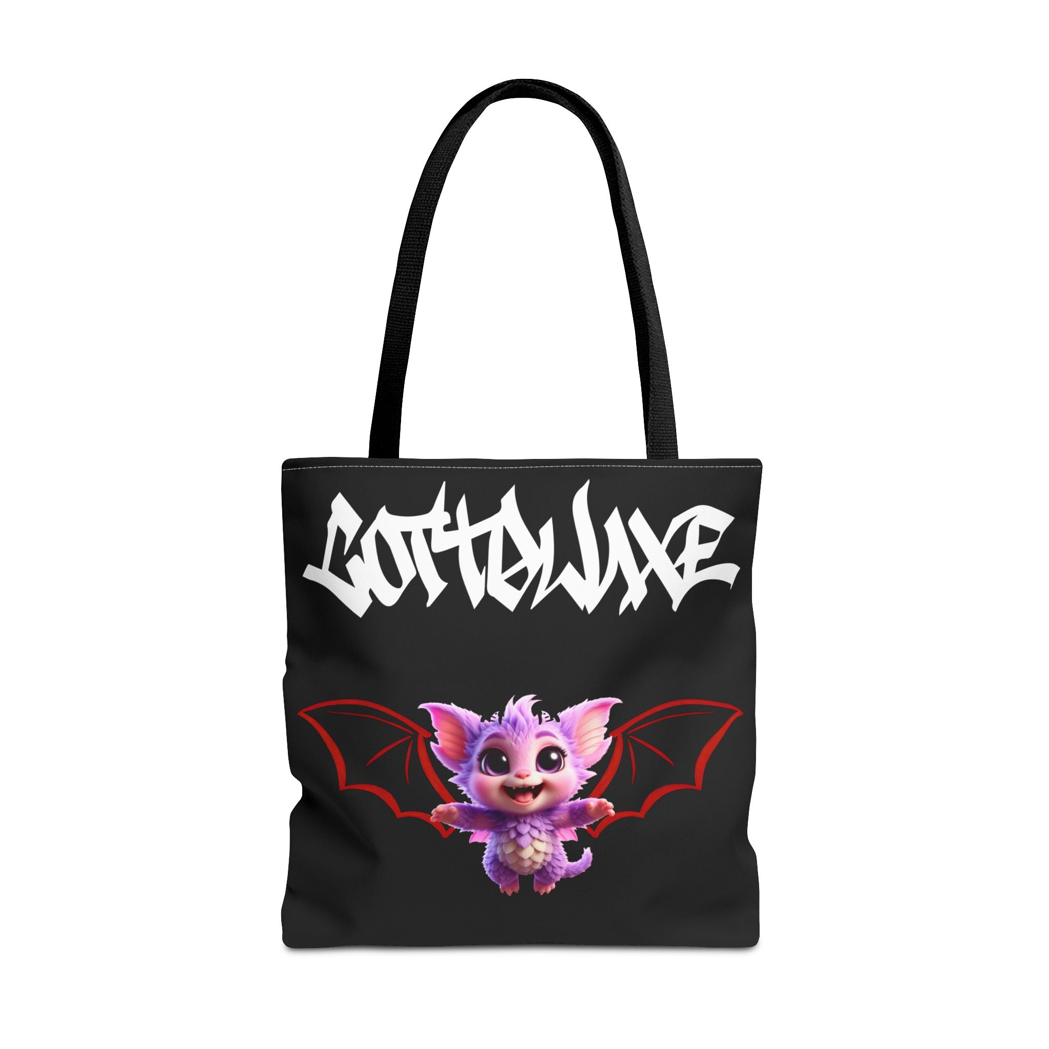 Cute Purple Bat Baby Tote Bag, Cute Green Dragon Tote Bag, logo "COTTOLUXE"