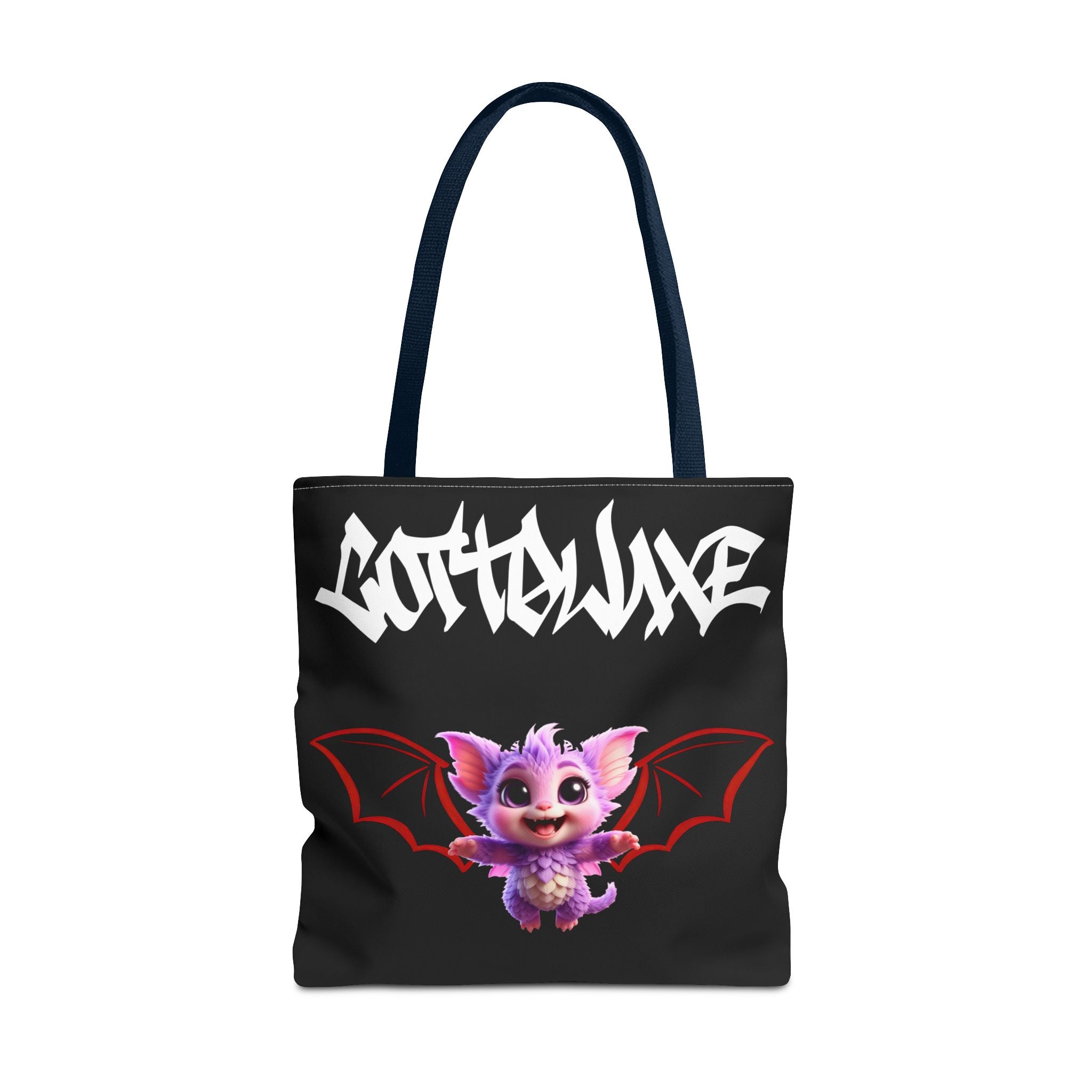 Cute Purple Bat Baby Tote Bag, Cute Green Dragon Tote Bag, logo "COTTOLUXE"