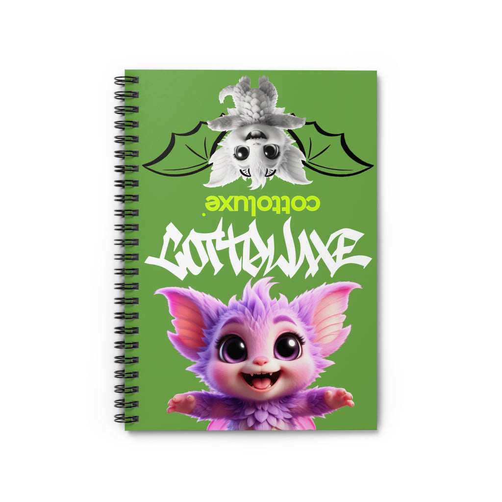 Cute Purple Fantasy Creature Spiral Notebook Ruled Journal, Green COTTOLUXE
